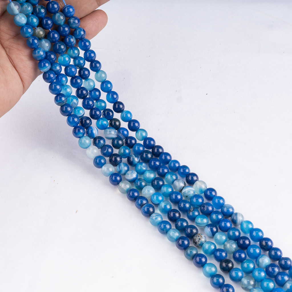 Blue Banded Agate Beads, Natural Crystal Round Beads 6mm to 12mm | | Wiccan Center