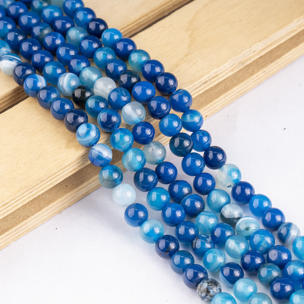 Blue Banded Agate Beads, Natural Crystal Round Beads 6mm to 12mm | | Wiccan Center