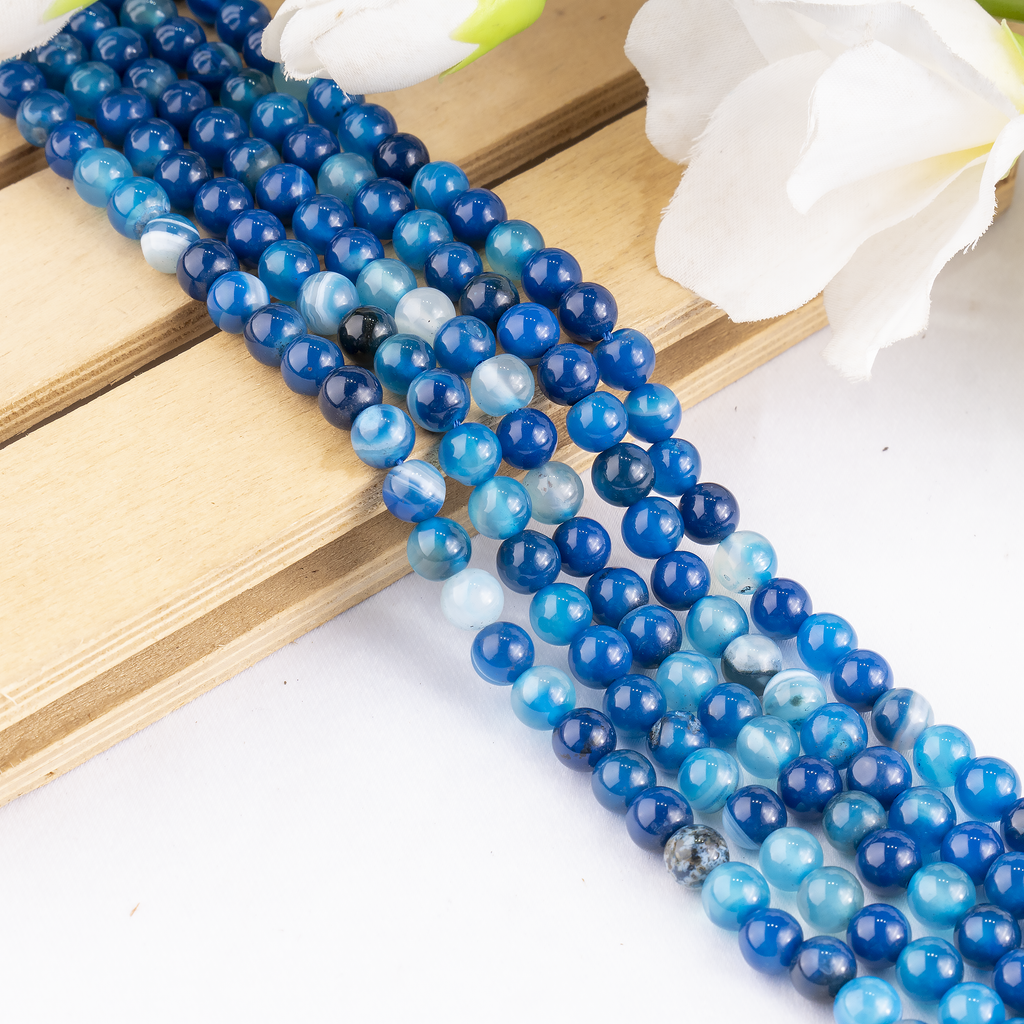 Blue Banded Agate Beads, Natural Crystal Round Beads 6mm to 12mm | | Wiccan Center