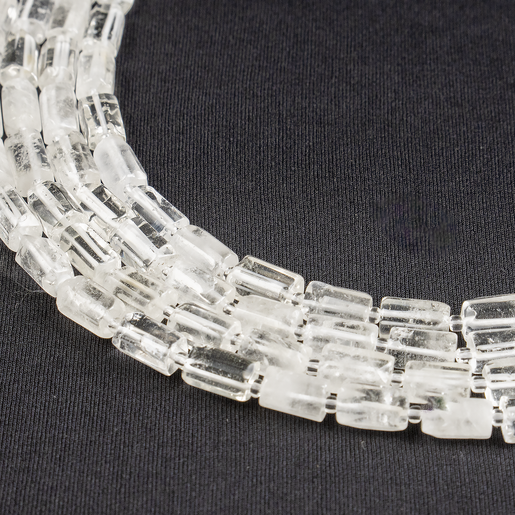 Clear Quartz Gemstone Pipe Bead, Crystal Healing Tube Beads.