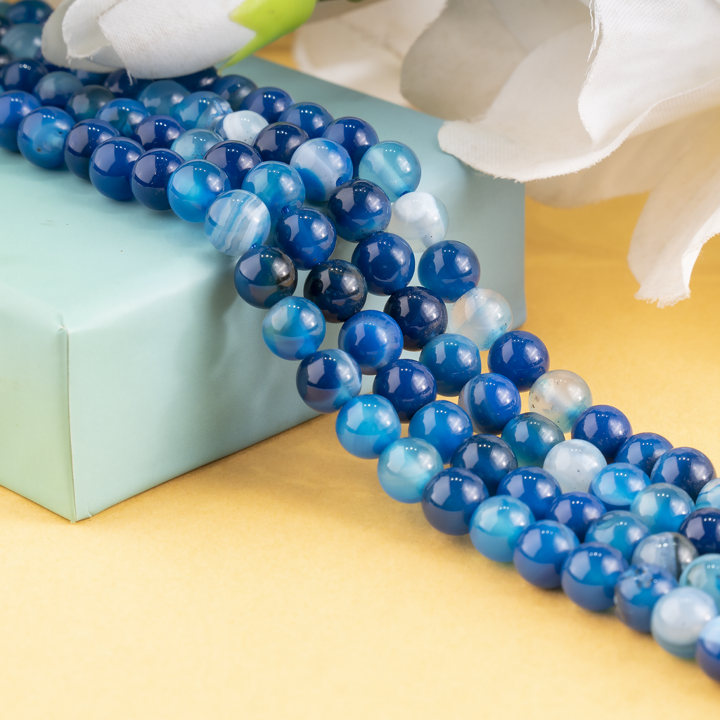 Blue Banded Agate Beads, Natural Crystal Round Beads 6mm to 12mm | | Wiccan Center