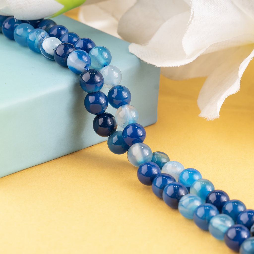 Blue Banded Agate Beads, Natural Crystal Round Beads 6mm to 12mm | | Wiccan Center
