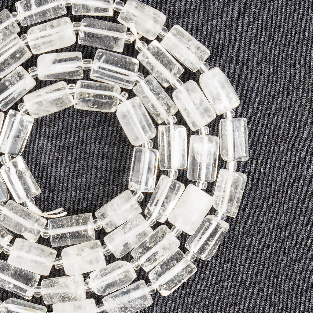 Clear Quartz Gemstone Pipe Bead, Crystal Healing Tube Beads.