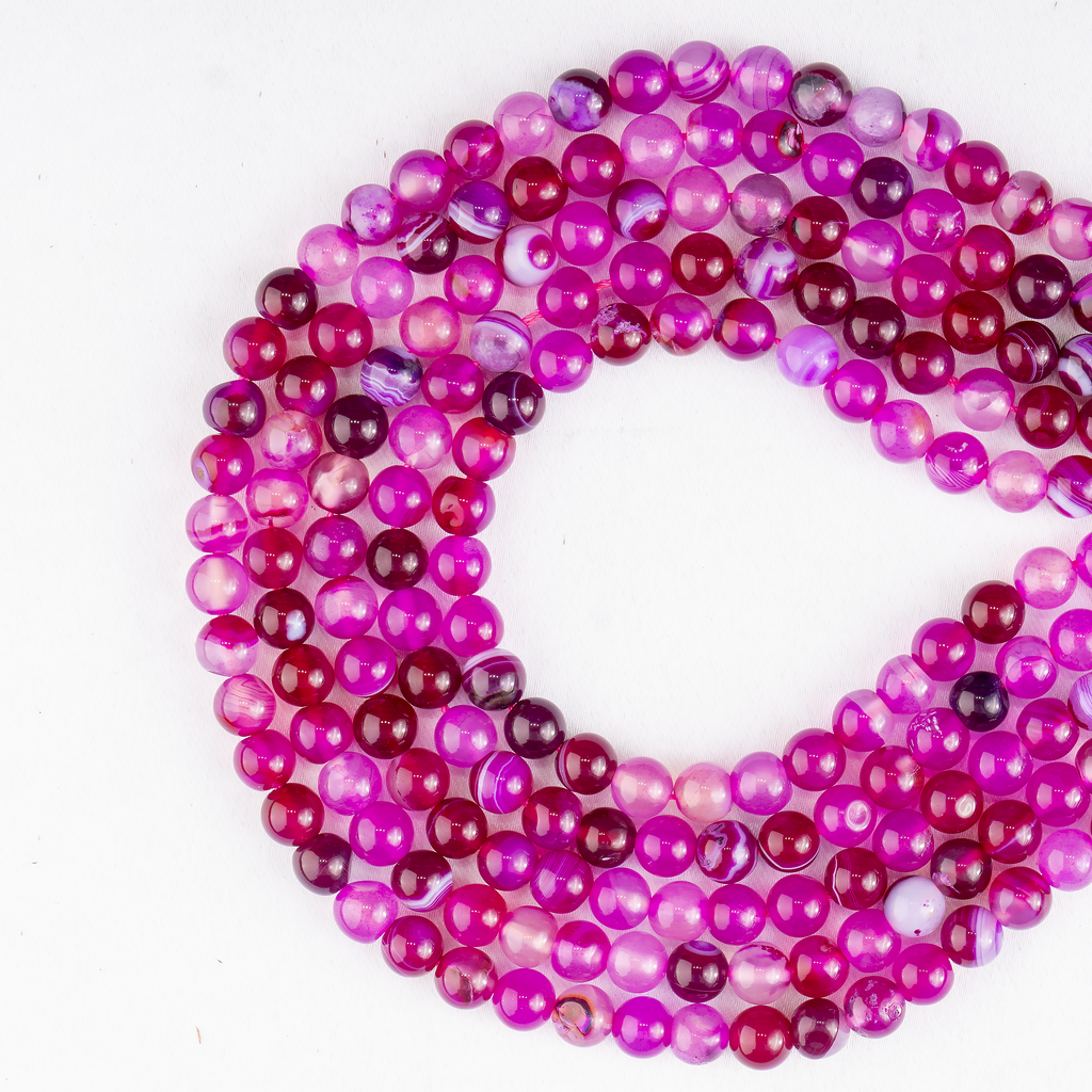 Pink Banded Agate Beads, Natural Crystal Round Beads 6mm to 10mm | Beads | Wiccan Center