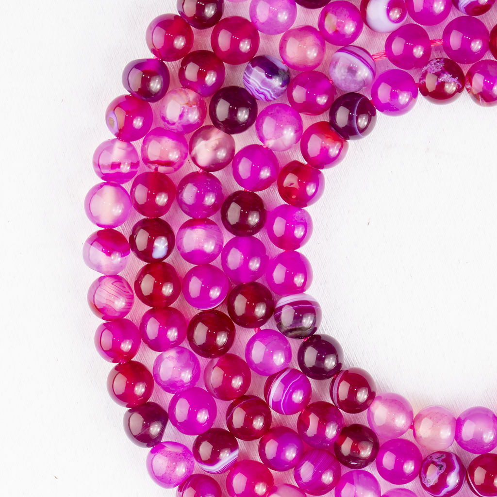 Pink Banded Agate Beads, Natural Crystal Round Beads 6mm to 10mm | Beads | Wiccan Center
