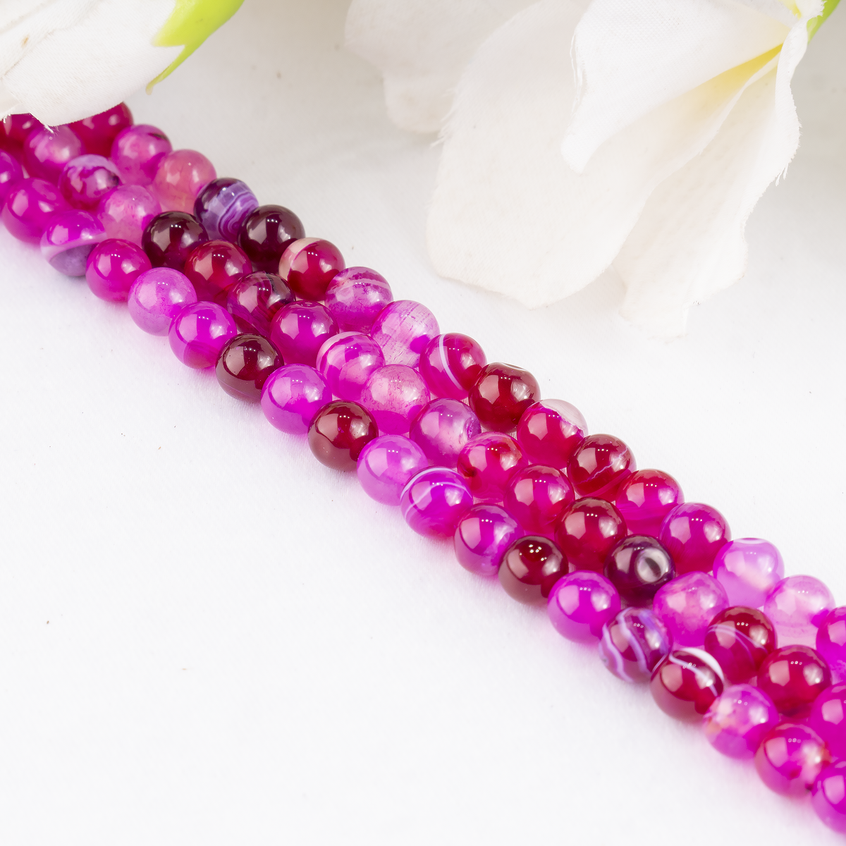 Pink Banded Agate Beads, Natural Crystal Round Beads 6mm to 10mm | Beads | Wiccan Center