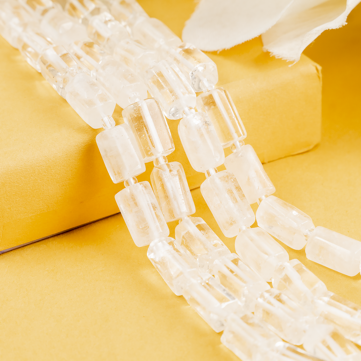 Clear Quartz Gemstone Pipe Bead, Crystal Healing Tube Beads.