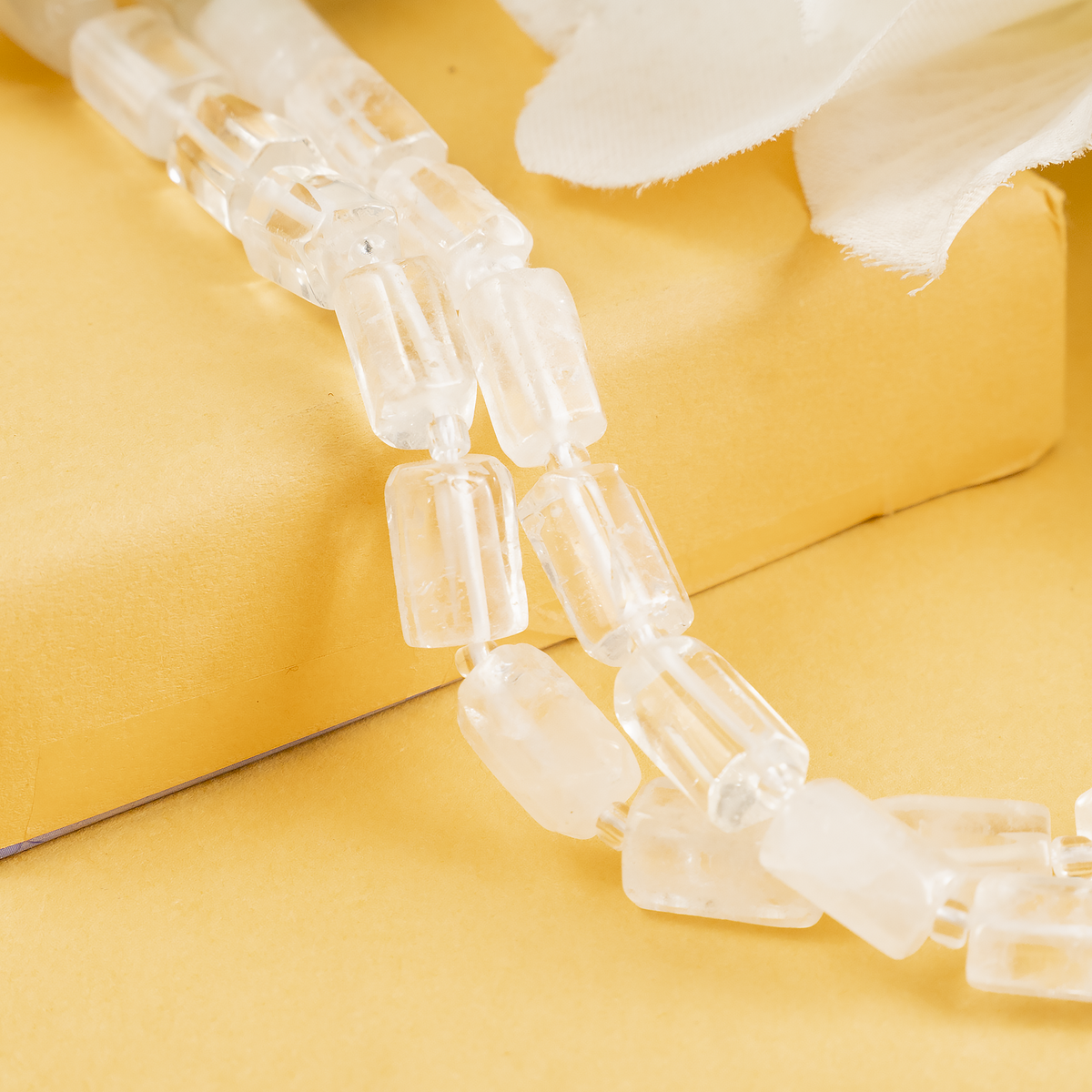 Clear Quartz Gemstone Pipe Bead, Crystal Healing Tube Beads.
