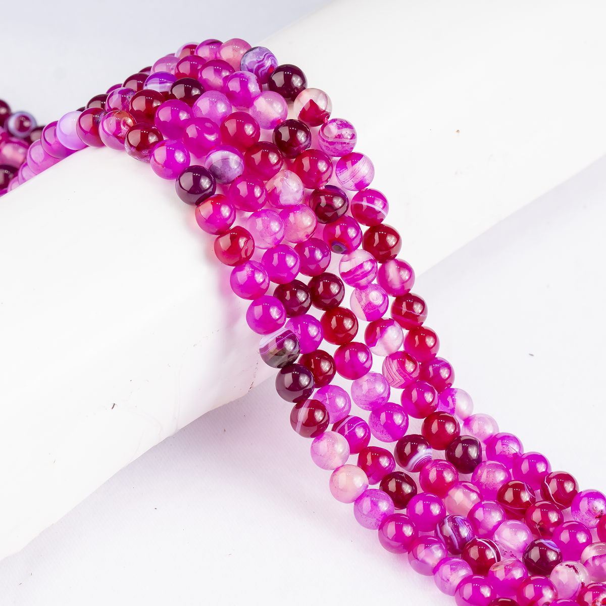 Pink Banded Agate Beads, Natural Crystal Round Beads 6mm to 10mm | Beads | Wiccan Center
