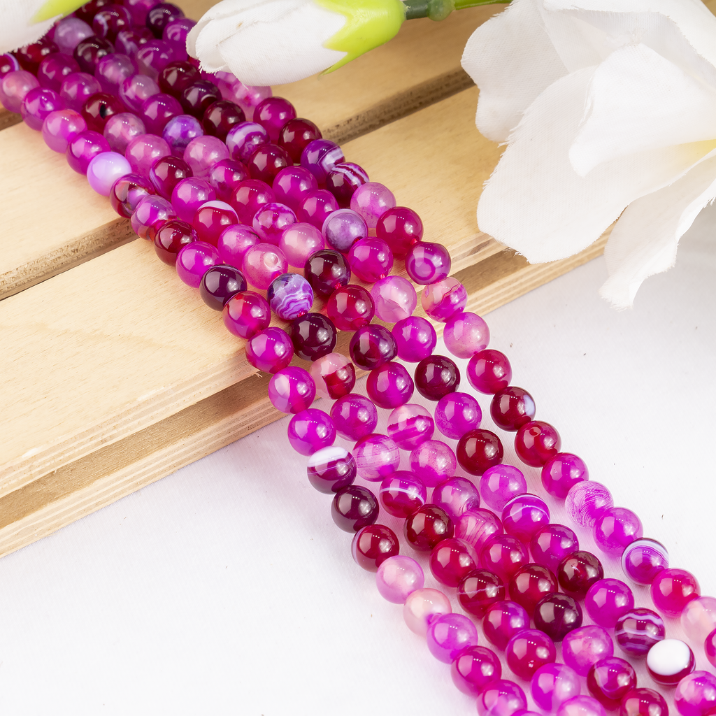 Pink Banded Agate Beads, Natural Crystal Round Beads 6mm to 10mm | Beads | Wiccan Center