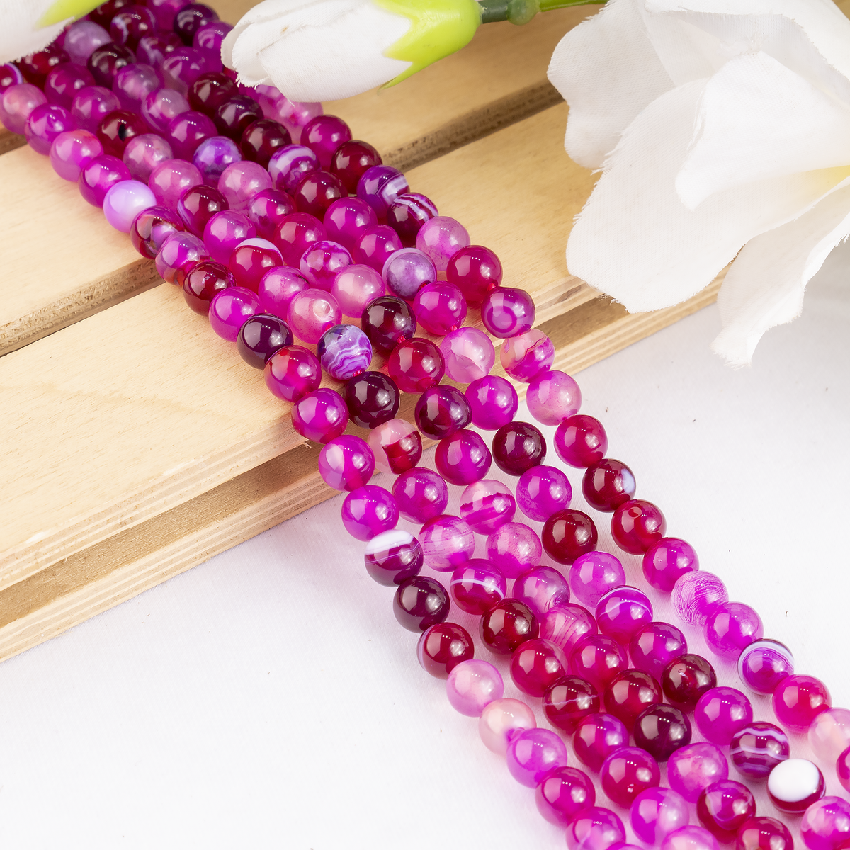 Pink Banded Agate Beads, Natural Crystal Round Beads 6mm to 10mm | Beads | Wiccan Center