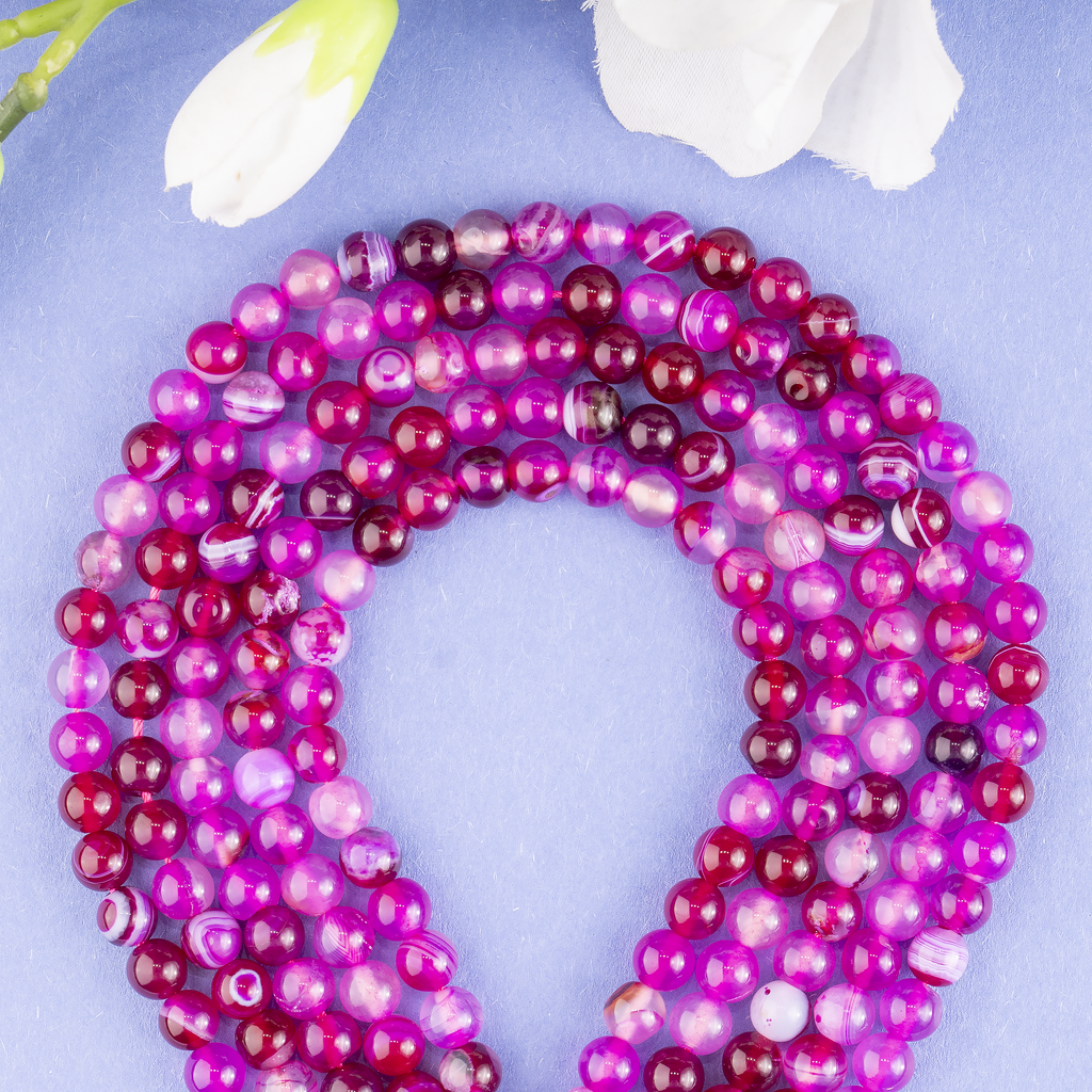 Pink Banded Agate Beads, Natural Crystal Round Beads 6mm to 10mm | Beads | Wiccan Center