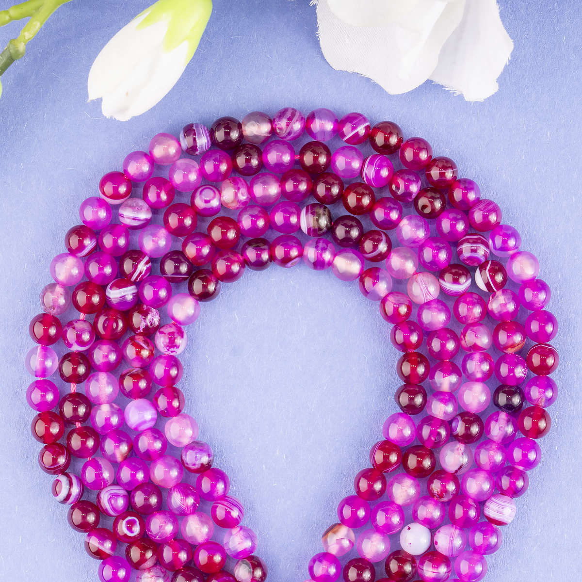 Pink Banded Agate Beads, Natural Crystal Round Beads 6mm to 10mm | Beads | Wiccan Center