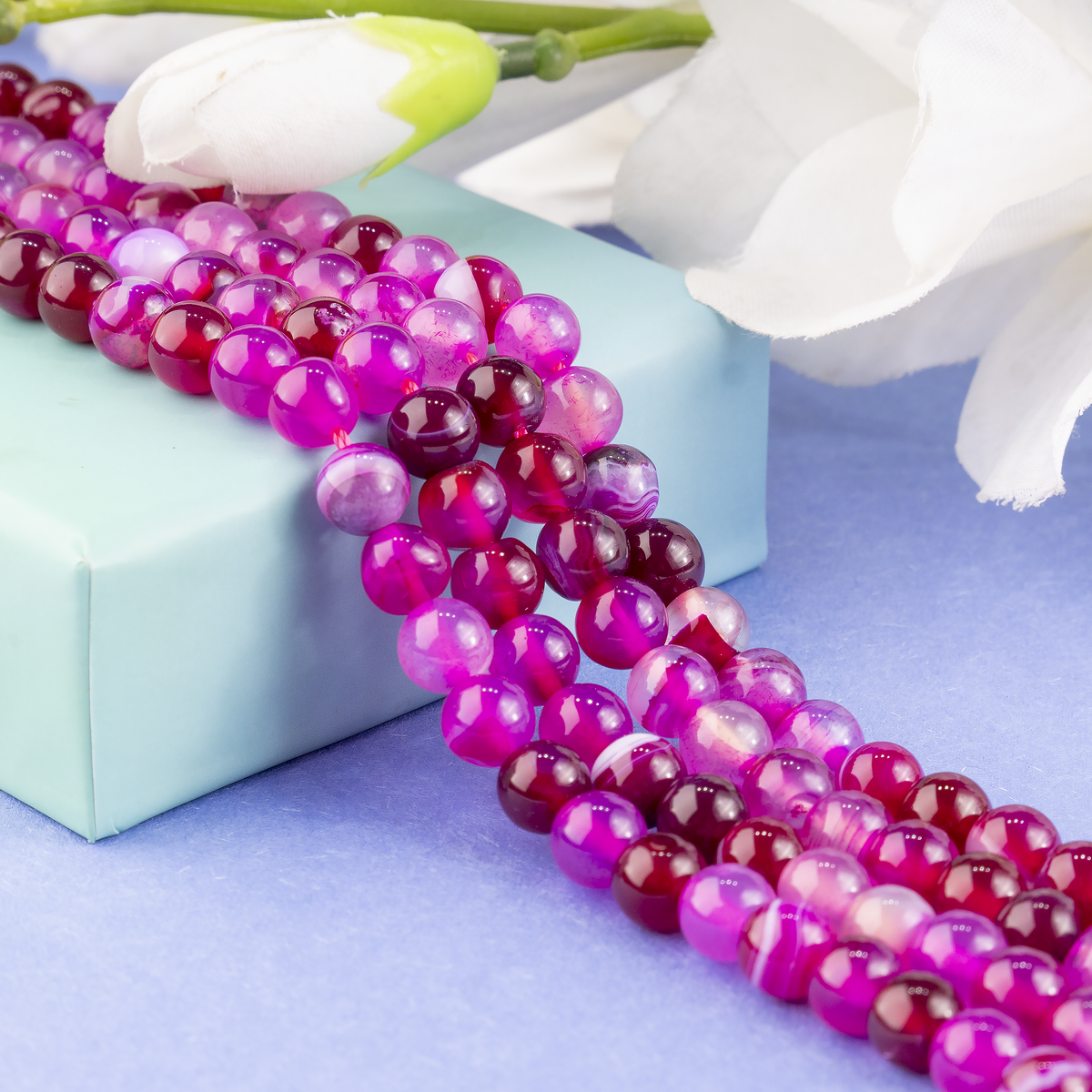 Pink Banded Agate Beads, Natural Crystal Round Beads 6mm to 10mm | Beads | Wiccan Center