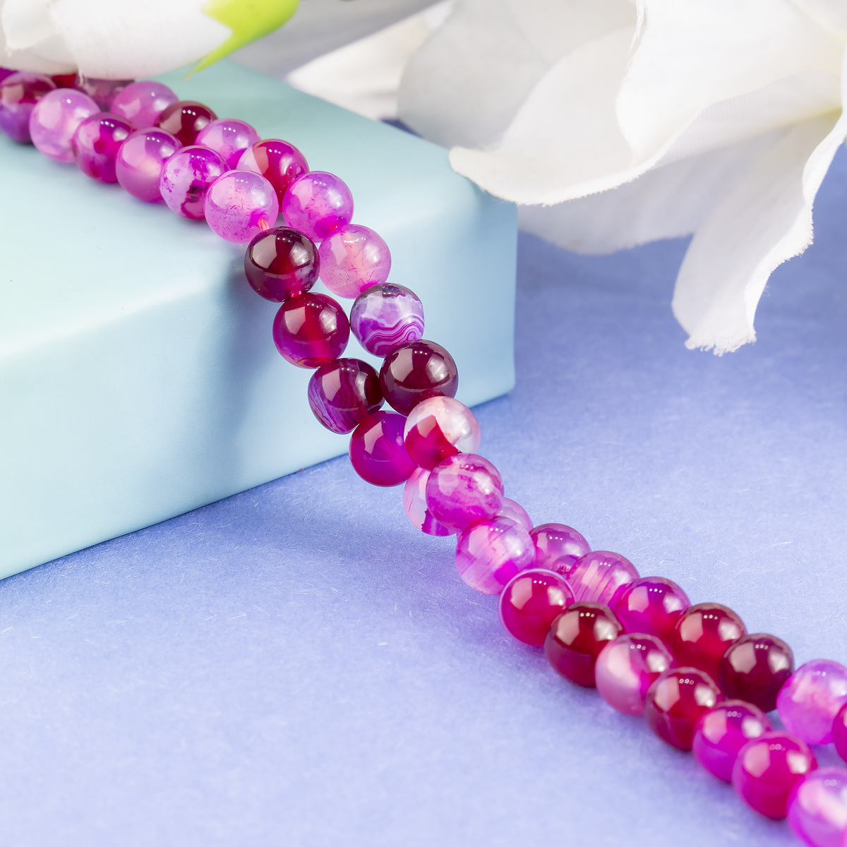 Pink Banded Agate Beads, Natural Crystal Round Beads 6mm to 10mm | Beads | Wiccan Center