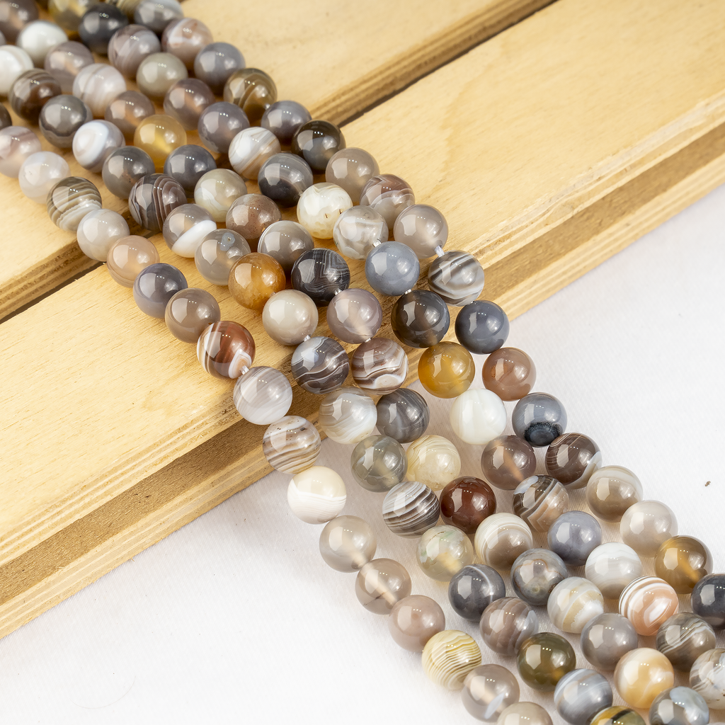 Botswana Agate Beads, Natural Round Crystal Beads 6mm to 10mm