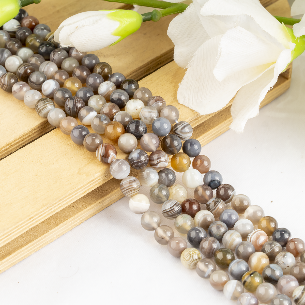 Botswana Agate Beads, Natural Round Crystal Beads 6mm to 10mm