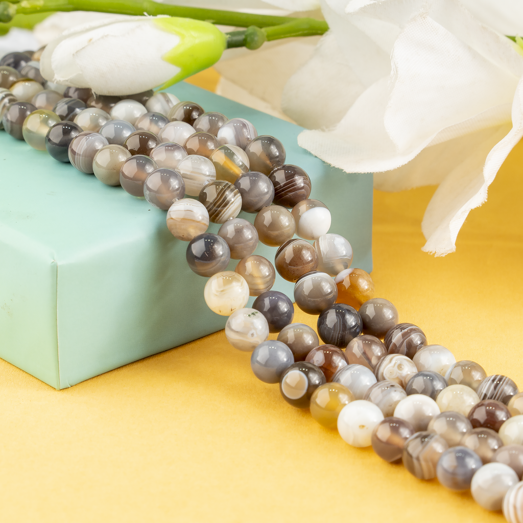 Botswana Agate Beads, Natural Round Crystal Beads 6mm to 10mm