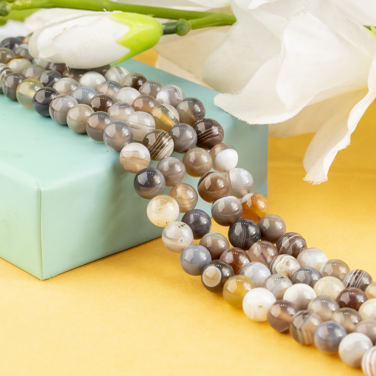 Botswana Agate Beads, Natural Round Crystal Beads 6mm to 10mm