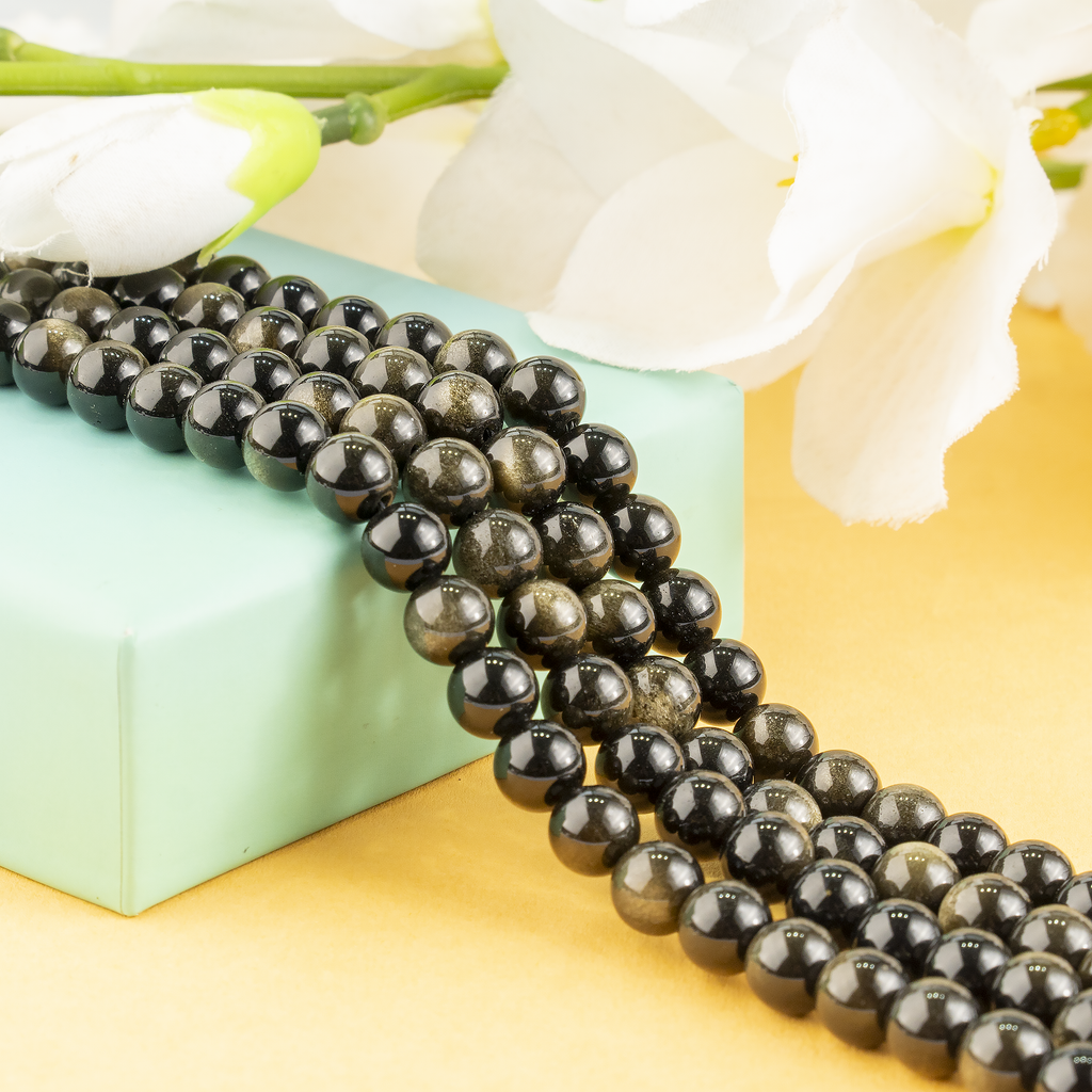 Golden Obsidian Beads, Natural Round Crystal Beads 4mm to 12mm | | Wiccan Center