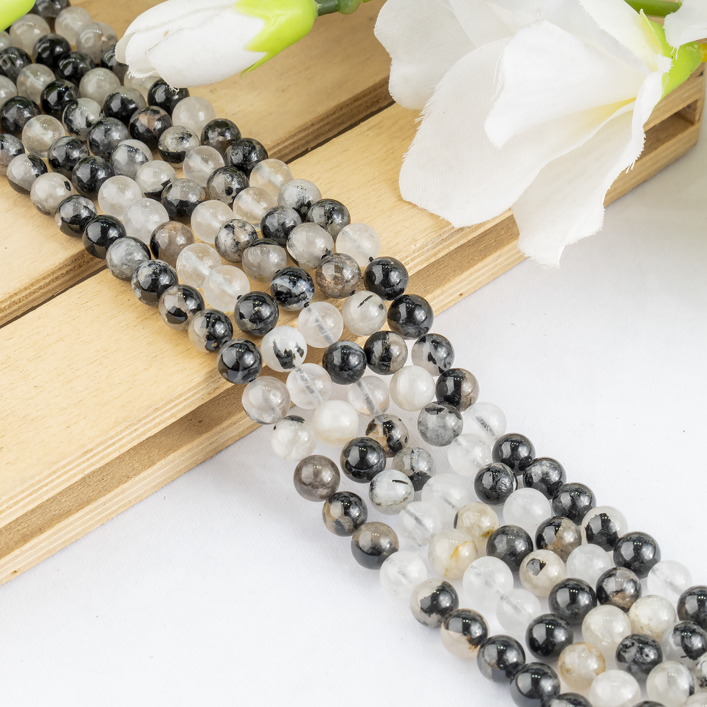 Black Rutile Beads, Natural Round Crystal Beads 6mm to 12mm | Beads | Wiccan Center