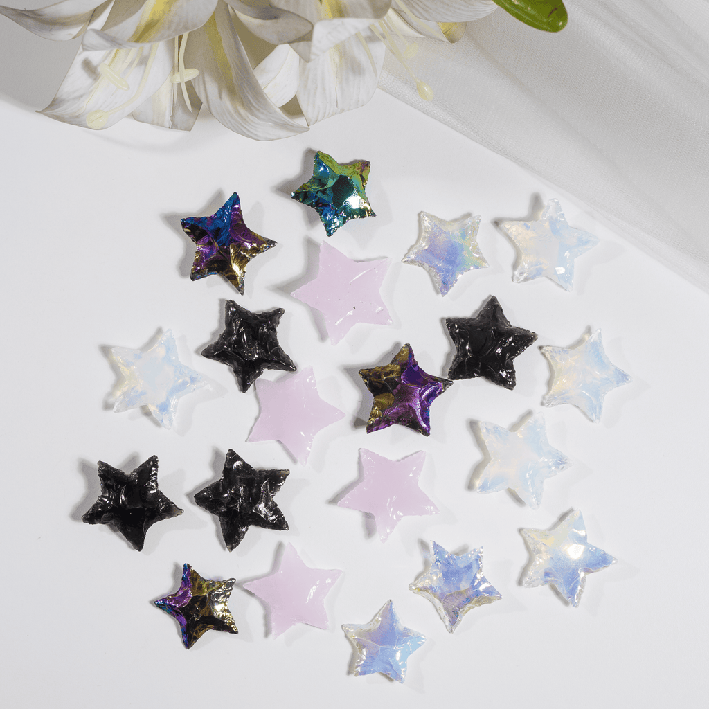 Flat Stars & Moon Shaped Gemstone Arrowheads. | Arr. Moons & Stars | Wiccan Center