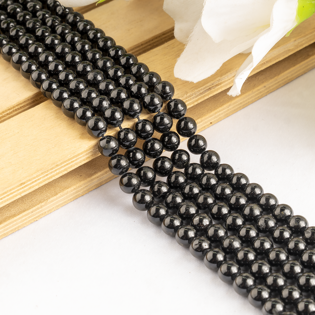 Black Tourmaline Beads, Natural Round Crystal Beads 4mm to 12mm | Beads | Wiccan Center