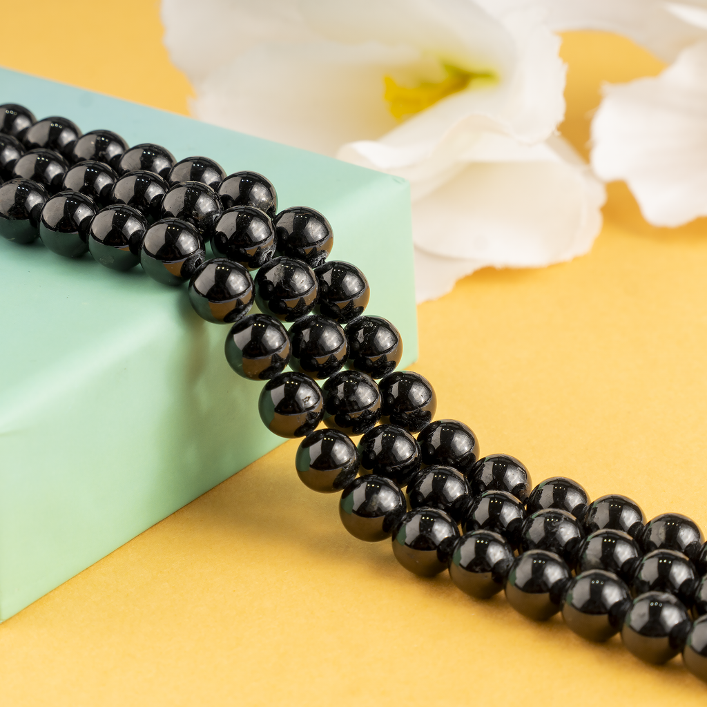 Black Tourmaline Beads, Natural Round Crystal Beads 4mm to 12mm | Beads | Wiccan Center