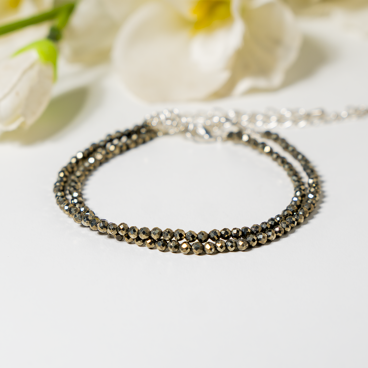 Pyrite Anklet 3mm – Natural Gemstone Jewelry for Protection, Balance & Positive Energy
