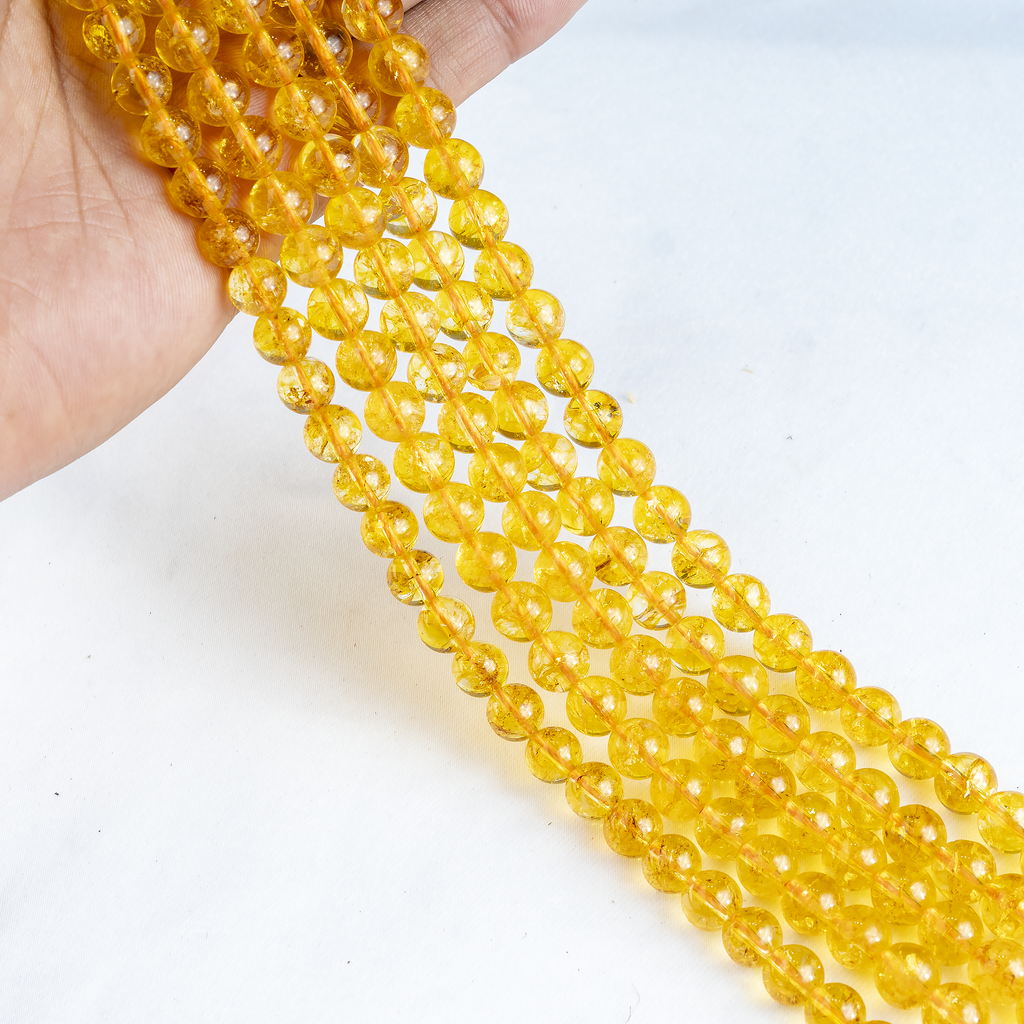 Citrine Heated Beads, Natural Round Crystal Beads 6mm to 10mm | Beads | Wiccan Center