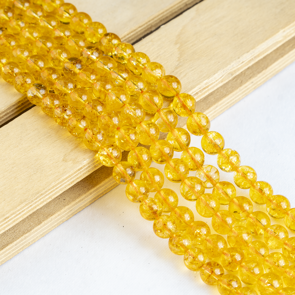 Citrine Heated Beads, Natural Round Crystal Beads 6mm to 10mm | Beads | Wiccan Center