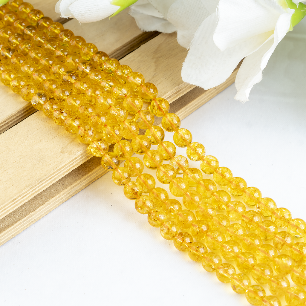 Citrine Heated Beads, Natural Round Crystal Beads 6mm to 10mm | Beads | Wiccan Center