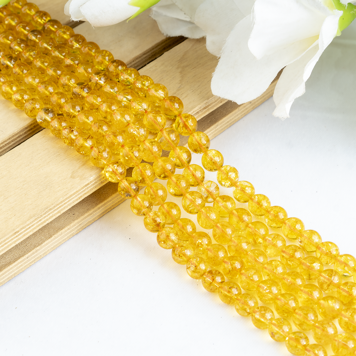Citrine Heated Beads, Natural Round Crystal Beads 6mm to 10mm | Beads | Wiccan Center