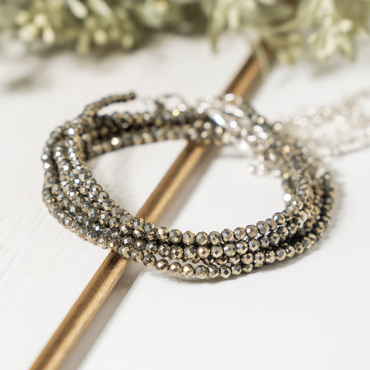 Pyrite Anklet 3mm – Natural Gemstone Jewelry for Protection, Balance & Positive Energy