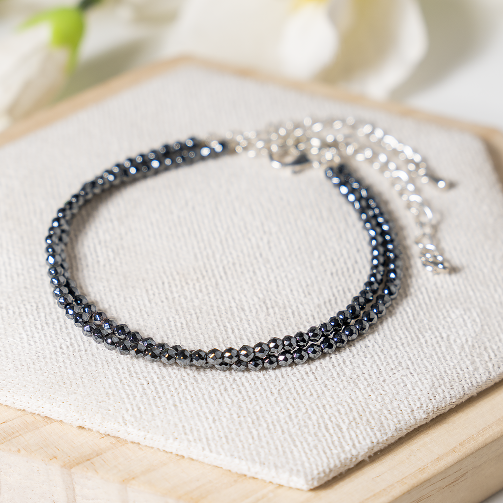 Hematite Crystal anklet for Healing, Protection & Grounding – Natural