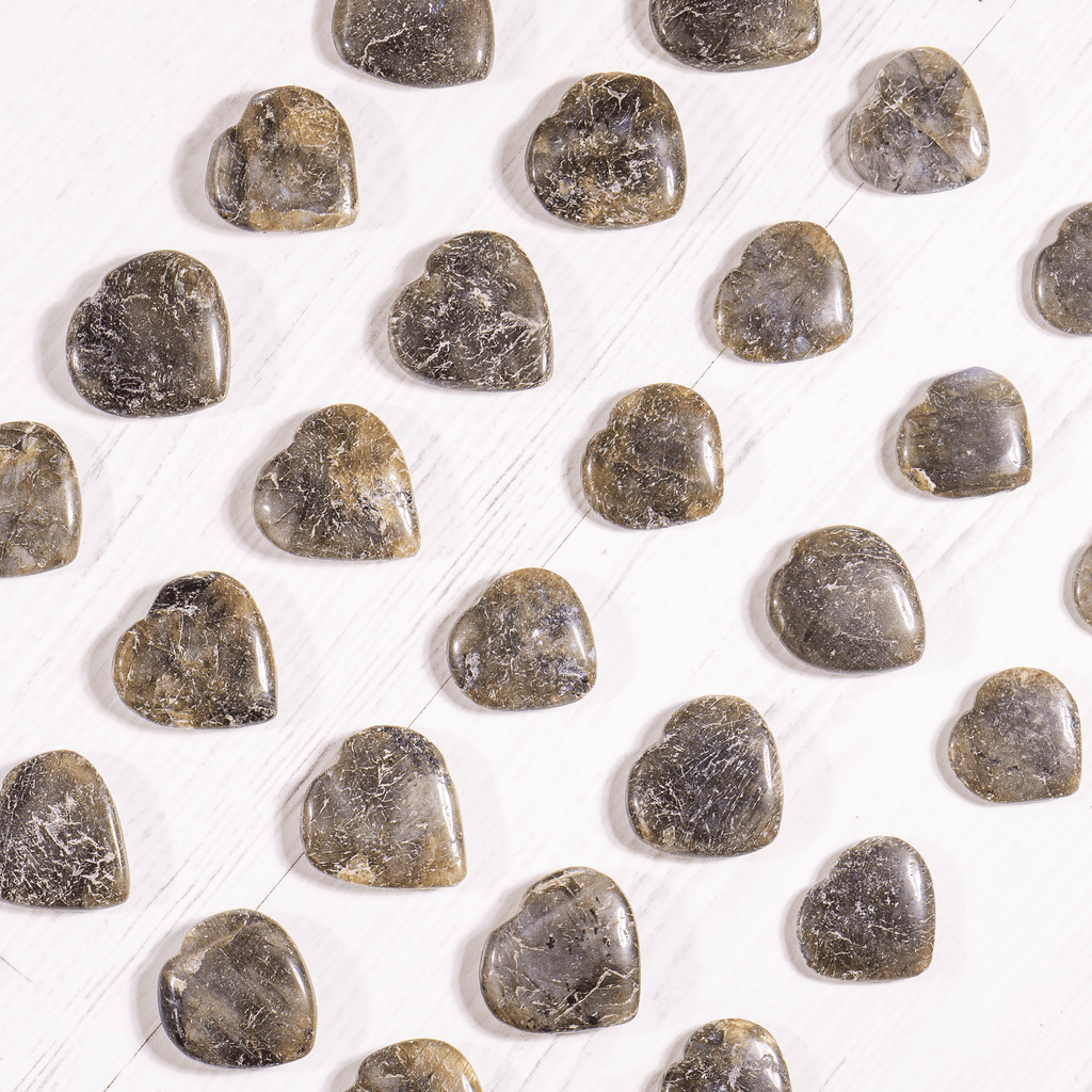 Labradorite Heart Crystal, Puffy Mini 1 Inch Pocket Crystal Heart. | Hearts | Wiccan Center