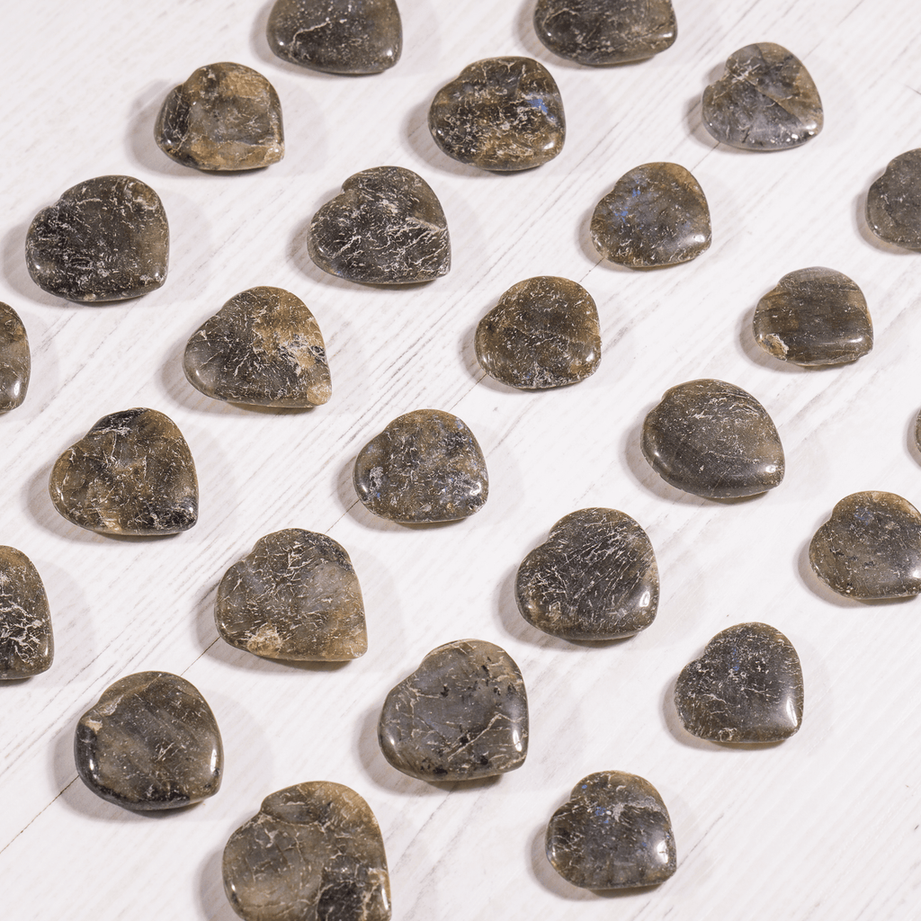 Labradorite Heart Crystal, Puffy Mini 1 Inch Pocket Crystal Heart. | Hearts | Wiccan Center