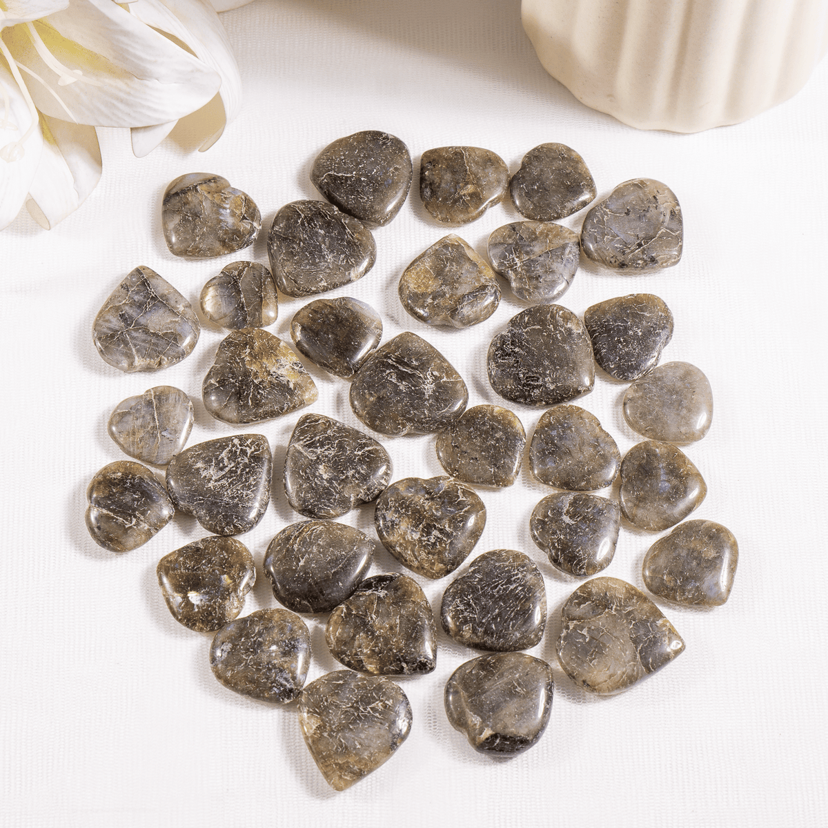 Labradorite Heart Crystal, Puffy Mini 1 Inch Pocket Crystal Heart.