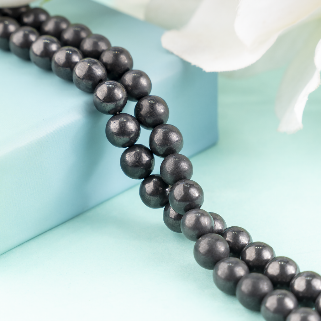 Black Shungite Beads, Natural Round Crystal Beads 6mm to 10mm | Beads | Wiccan Center