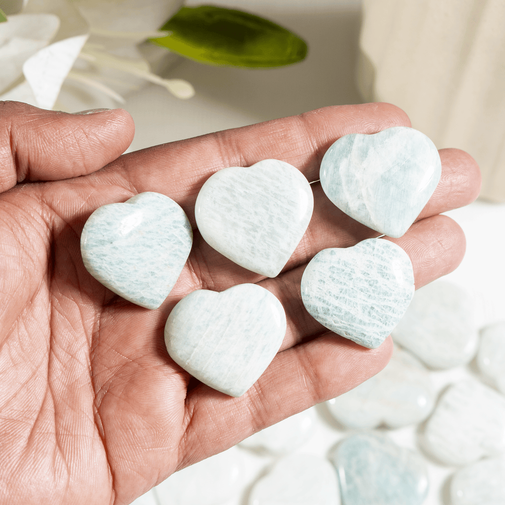 Amazonite Heart Crystal, Puffy Mini 1 Inch Pocket Crystal Heart | Hearts | Wiccan Center