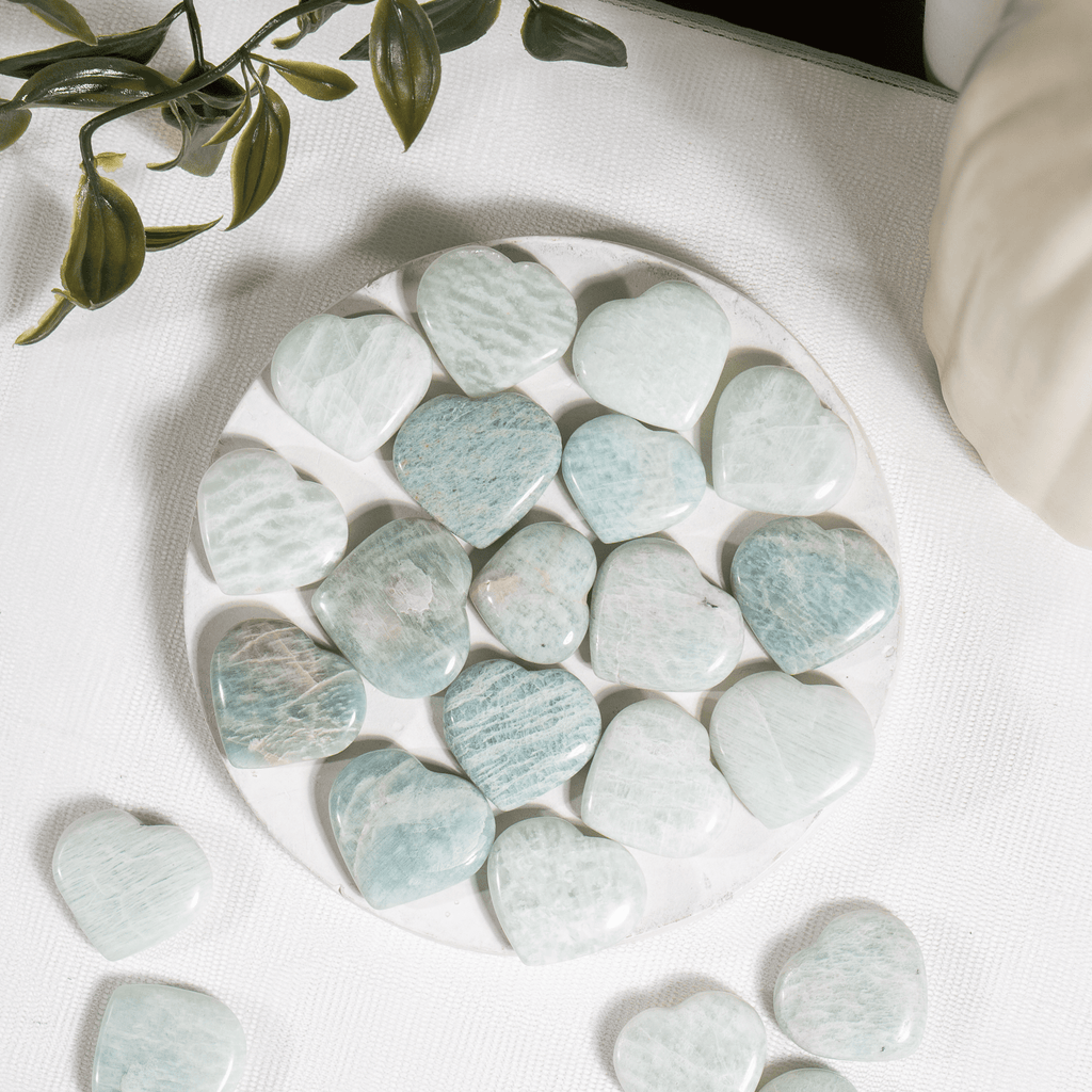 Amazonite Heart Crystal, Puffy Mini 1 Inch Pocket Crystal Heart | Hearts | Wiccan Center