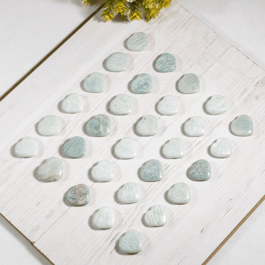Amazonite Heart Crystal, Puffy Mini 1 Inch Pocket Crystal Heart | Hearts | Wiccan Center