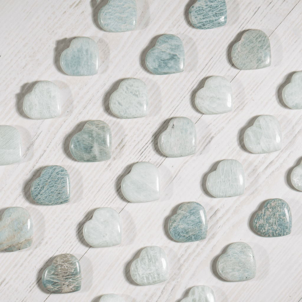 Amazonite Heart Crystal, Puffy Mini 1 Inch Pocket Crystal Heart | Hearts | Wiccan Center