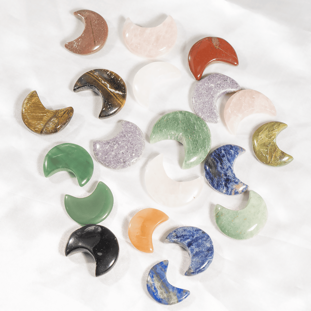 Polished  Crystal Moons, Hand Carved Crescent Moon Shaped