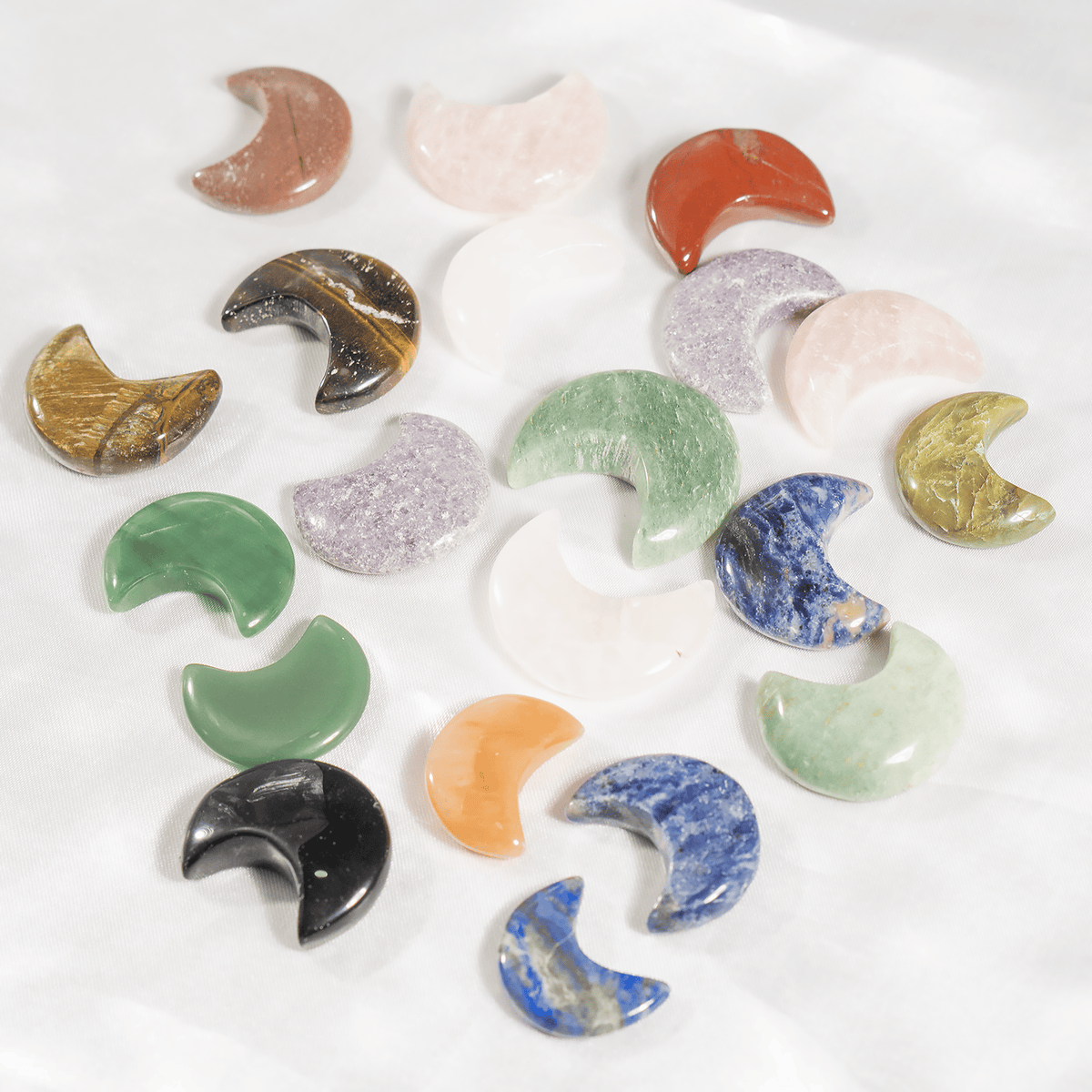 Polished  Crystal Moons, Hand Carved Crescent Moon Shaped