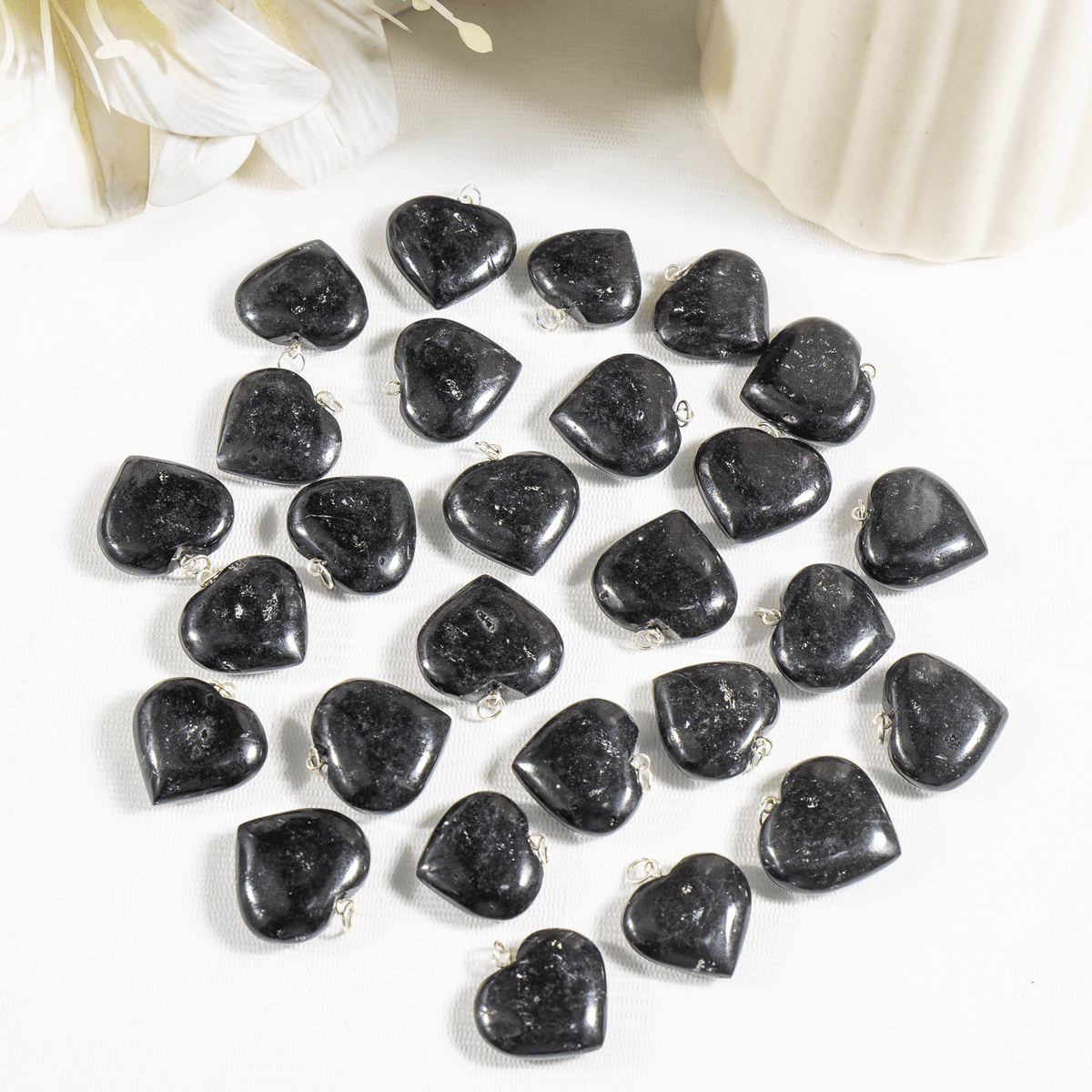 Real Black Tourmaline Crystal Heart Pendant, Genuine Heart Shaped Necklaces | | Wiccan Center
