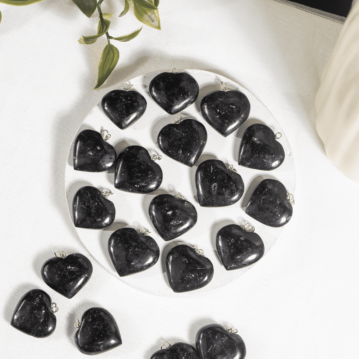 Real Black Tourmaline Crystal Heart Pendant, Genuine Heart Shaped Necklaces | | Wiccan Center