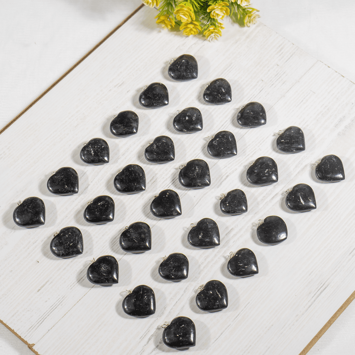 Real Black Tourmaline Crystal Heart Pendant, Genuine Heart Shaped Necklaces | | Wiccan Center