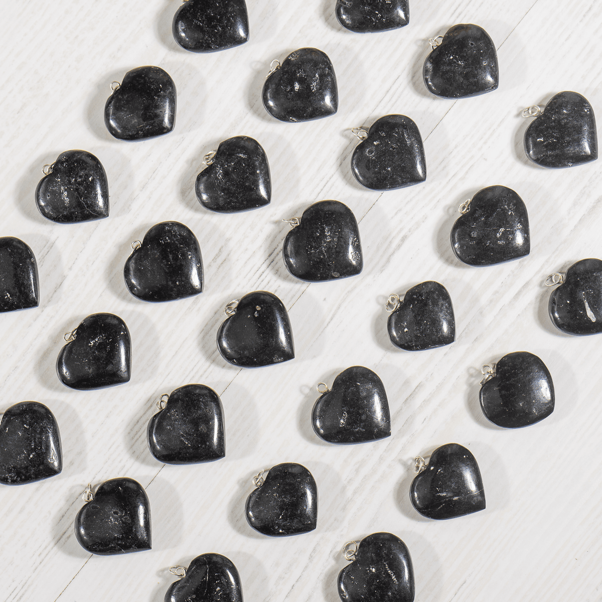 Real Black Tourmaline Crystal Heart Pendant, Genuine Heart Shaped Necklaces | | Wiccan Center