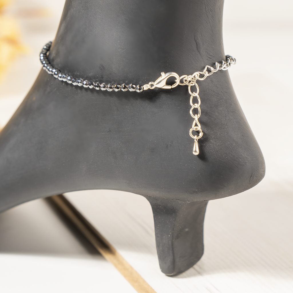 Hematite Crystal anklet for Healing, Protection & Grounding – Natural